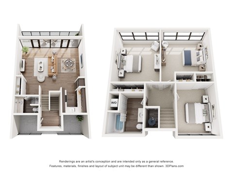 Floor plan for 3 beds, 2 baths, 1250 sqft